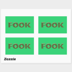 Autocollants verts grand rectangle Fook 4