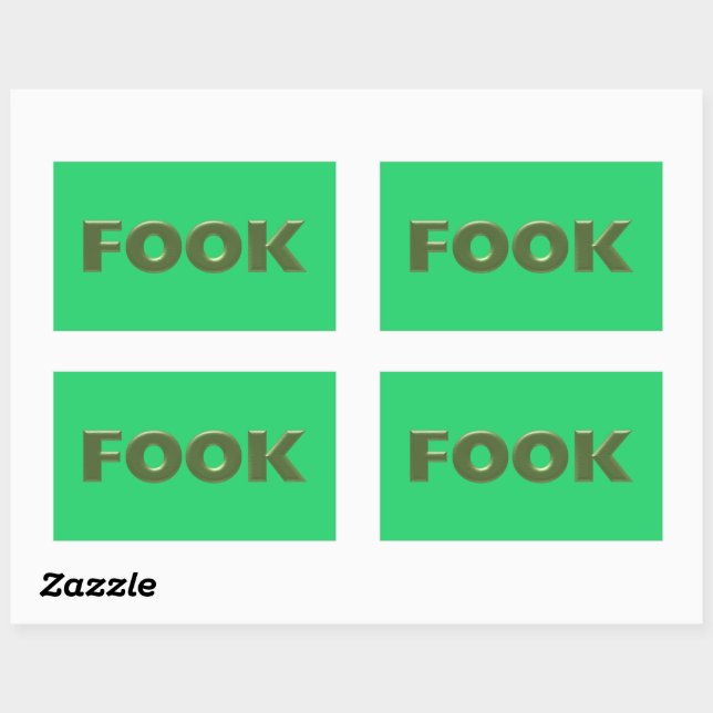 Autocollants verts grand rectangle Fook 4 (Feuille)