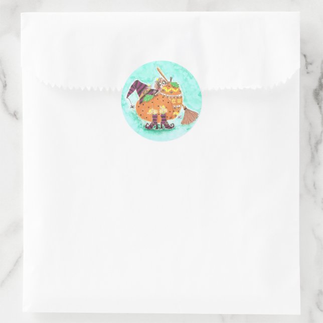 Autocollants verts Halloween citrouilles avec chio (Sac)