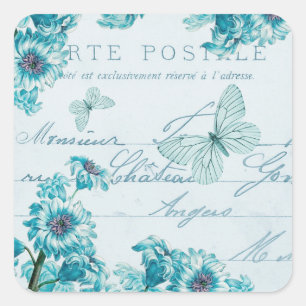 Autocollants vintage floraux français avec fleurs