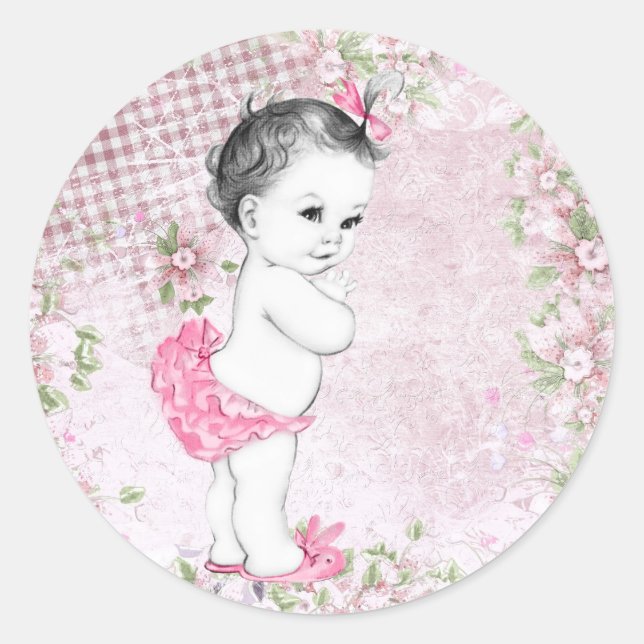 Autocollants Vintage Rose pour Baby Shower (Devant)