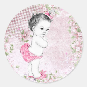 Autocollants Vintage Rose pour Baby Shower