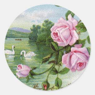 Autocollants vintages d'amour - cygnes
