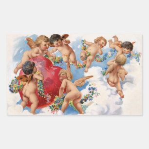 Autocollants vintages d'ange de Saint-Valentin