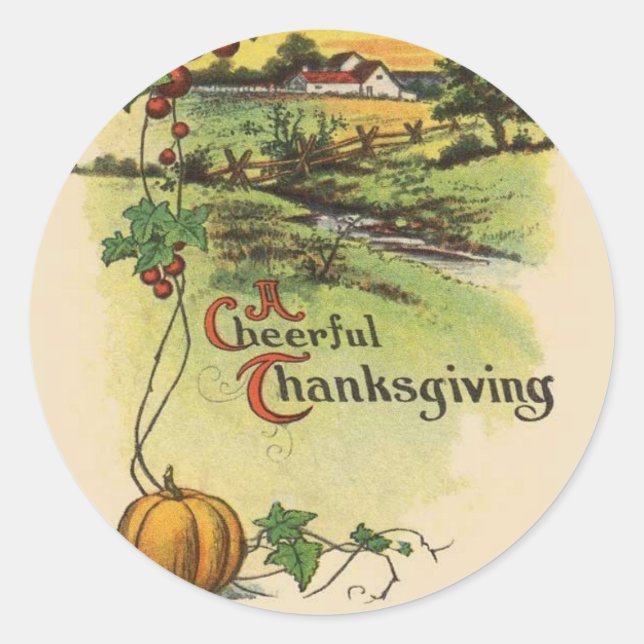 Autocollants vintages de ferme du thanksgiving | (Devant)