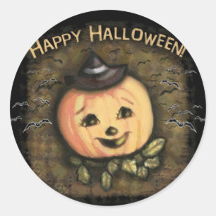 Autocollants vintages de Halloween Jack-o'-lantern