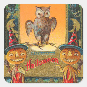 Autocollants vintages de hibou de Halloween - des