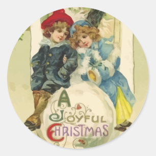 Autocollants vintages de Snowball de Noël