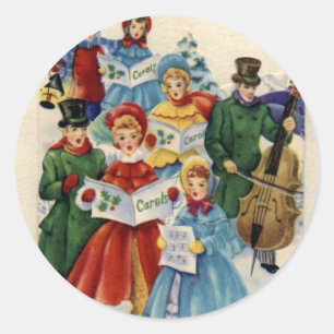 Autocollants vintages de vacances de Carolers de