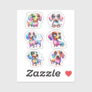 AUTOCOLLANTS VINYLE DE DACHSHUND MULTICOLORE