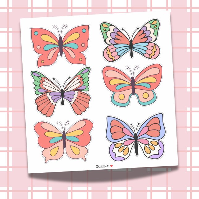 Autocollants vinyles découpés sur mesure papillon  (Flutter into Fun with These Groovy Butterflies!)