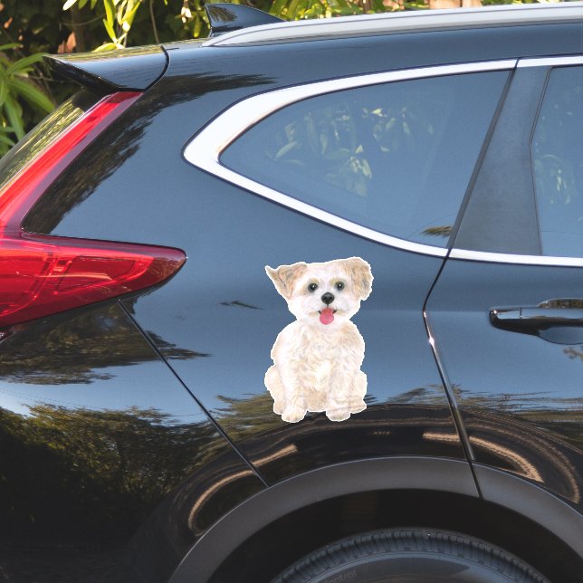 Autocollants vinyles extra larges Morkie sur mesur (Coté voiture)