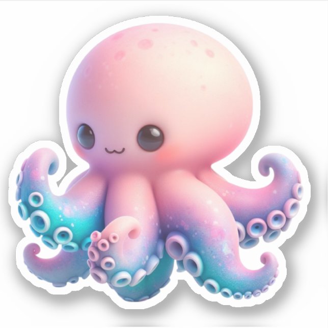 Autocollants vinyles sur mesure Pieuvre Mignonne (Devant)