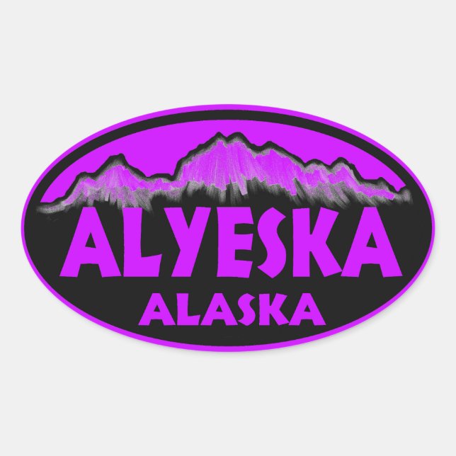 Autocollants violet ovale Alyeska Alaska (Devant)