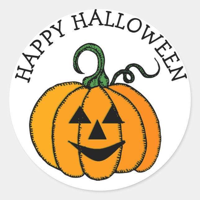 Autocollants visage de citrouille Happy Halloween (Devant)
