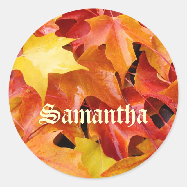 Autocollants Votre Nom Sceau d'enveloppe Feuilles  (Devant)