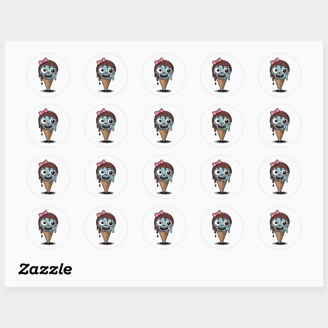 Autocollants Zombie, Autocollants Drôles de Glace (Feuille)