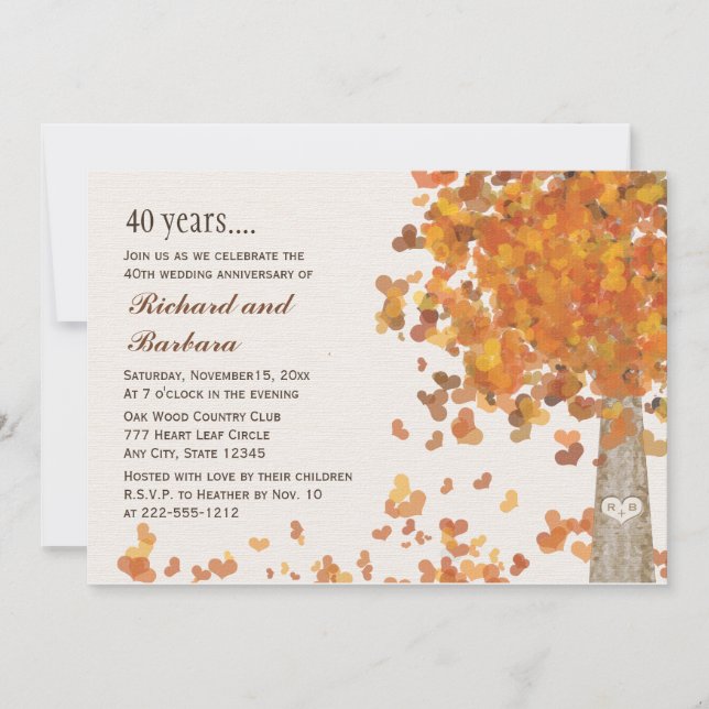 Automne 40e anniversaire Invitations photo (Devant)