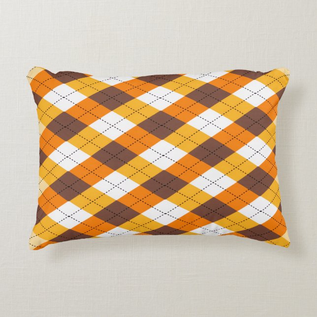 Automne À damiers Coussin Motif d'art (Devant)