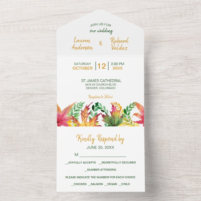 Automne Acacia Feuille Mariage Modèle photo (À l'intérieur)