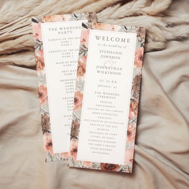 Automne Aquarelle Boho Wedding Programme (Autumn Watercolor Boho Wedding Program)
