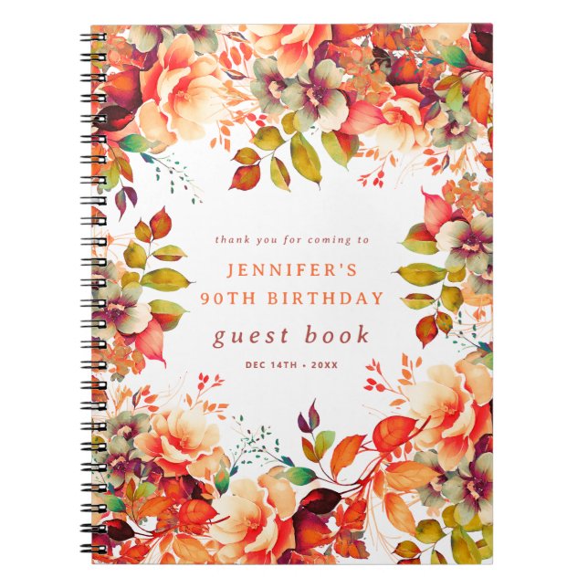 Automne Aquarelle Florale 90e Anniversaire Livre d (Devant)
