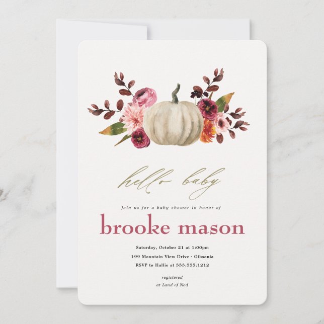 Automne Automne Citrouille Baby shower Invitation  (Devant)