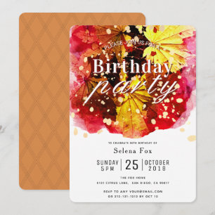 Automne / Automne Couleur Feuille Invitation Anniv