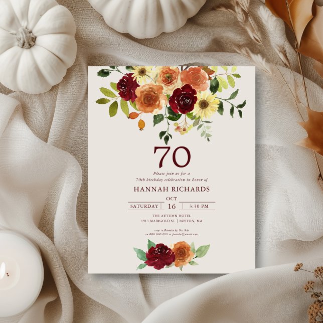 Automne | Automne Floral 70e anniversaire Invitati (Créateur téléchargé)