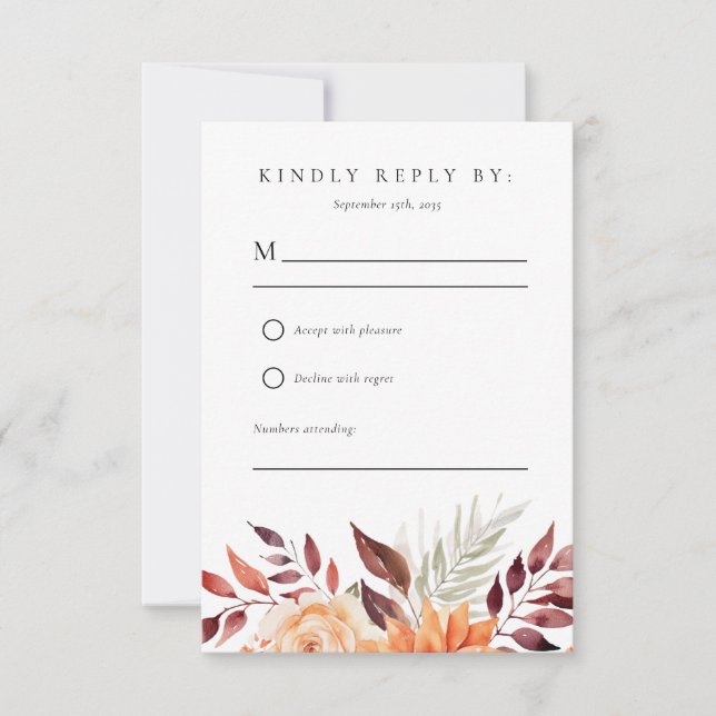 Automne Automne Floral Boho Wedding RSVP (Devant)