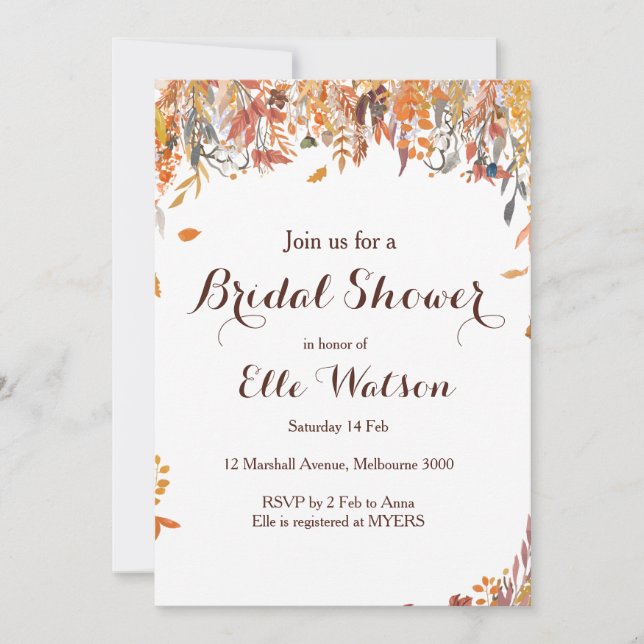 Automne Automne Floral Chic Bridal Show Invitation (Devant)
