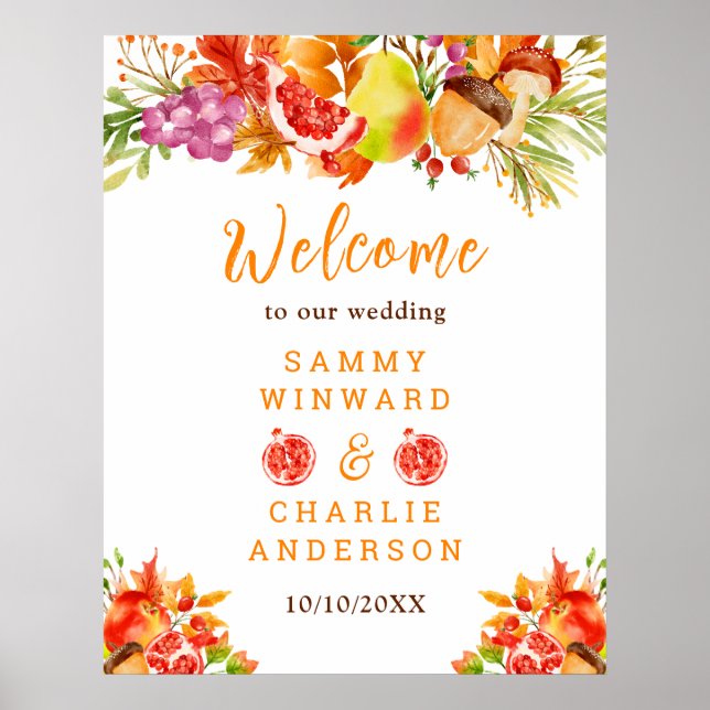 Automne Automne Harvest Mariage Affiche de bienven (Devant)