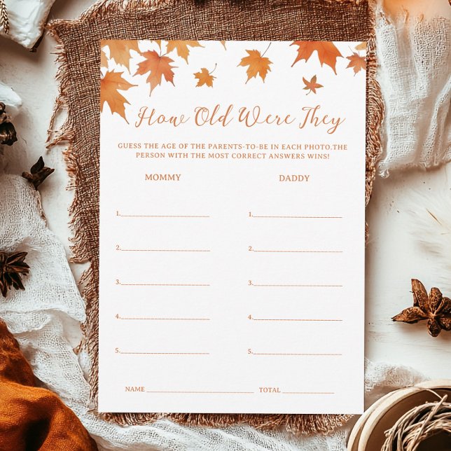 Automne Baby shower D'Automne Devinez La Carte De  (Créateur téléchargé)