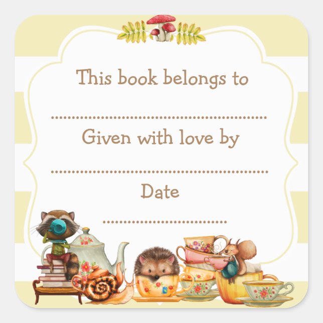 Automne Baby shower Woodland autocollant plaque d' (Devant)