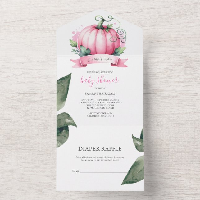 Automne Bébé Douche Invitations Fille (À l'intérieur)