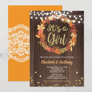 Automne bébé fille douche invitation wreath rustiq