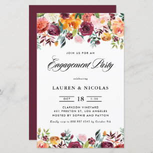Automne Blooms Garland Engagement Party Invitation