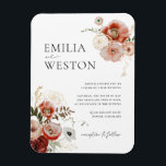 Automne Bohème Mariage de automne Magnet d'invitat<br><div class="desc">Cet aimant à Faire-part de mariage bohème d'automne de la collection Emilia présente des fleurs dessinées à la main dans les tons d'automne de bordeaux, rose et or. Personnalisez-le avec vos détails facilement et rapidement. Appuyez simplement sur le bouton "customiser" pour réorganiser et formater le style et le placement du...</div>
