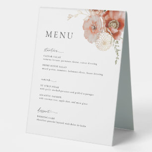 Automne Bohème Mariage Tente Menu Signe