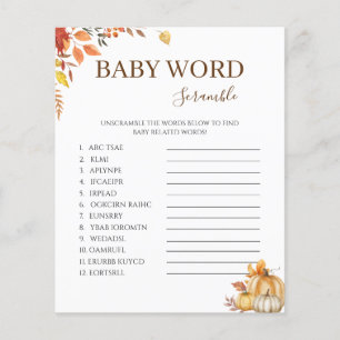 Automne Boho Baby shower Mot Jeu
