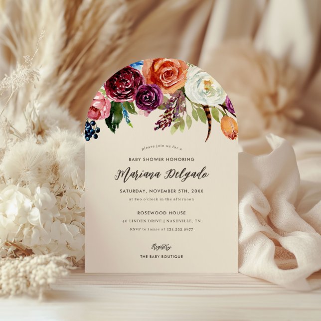 Automne Boho Blooms Baby shower Invitation (Créateur téléchargé)