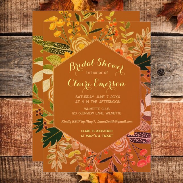 Automne Boho cadre floral invitation (Créateur téléchargé)