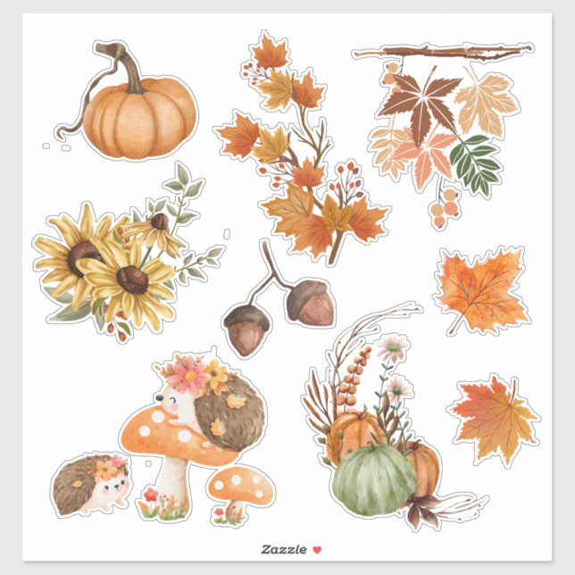 Automne Boho Watercolor Stickers (Feuille)