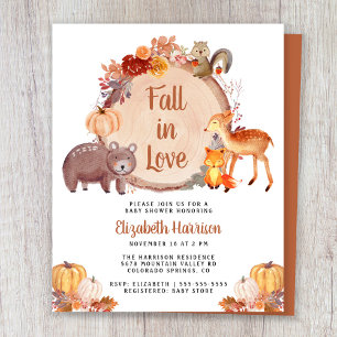 Automne Bois Animaux Baby shower Invitation