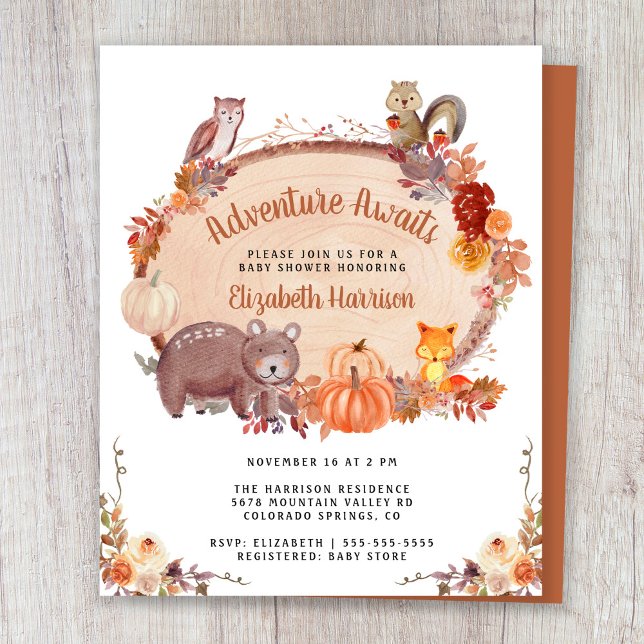 Automne Bois Animaux Baby shower Invitation (Créateur téléchargé)