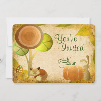 Automne Bois Animaux Baby shower Invitation