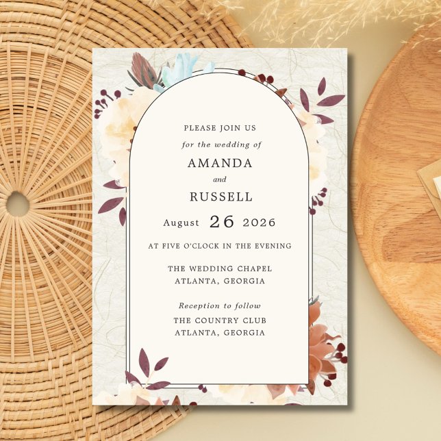 Automne Botanique Floral Faire-part de mariage (Fall Botanical Floral Wedding Invitations)