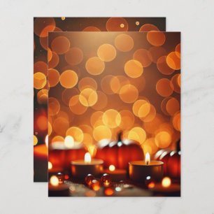 Automne Bougie Lit Citrouilles Bokeh Scrapbook Pap