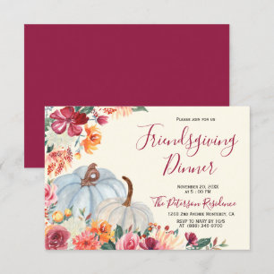 Automne Bourgogne Floral Friendsgiving Invitations