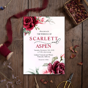 Automne Bourgogne Merlot Faire-part de mariage Flo